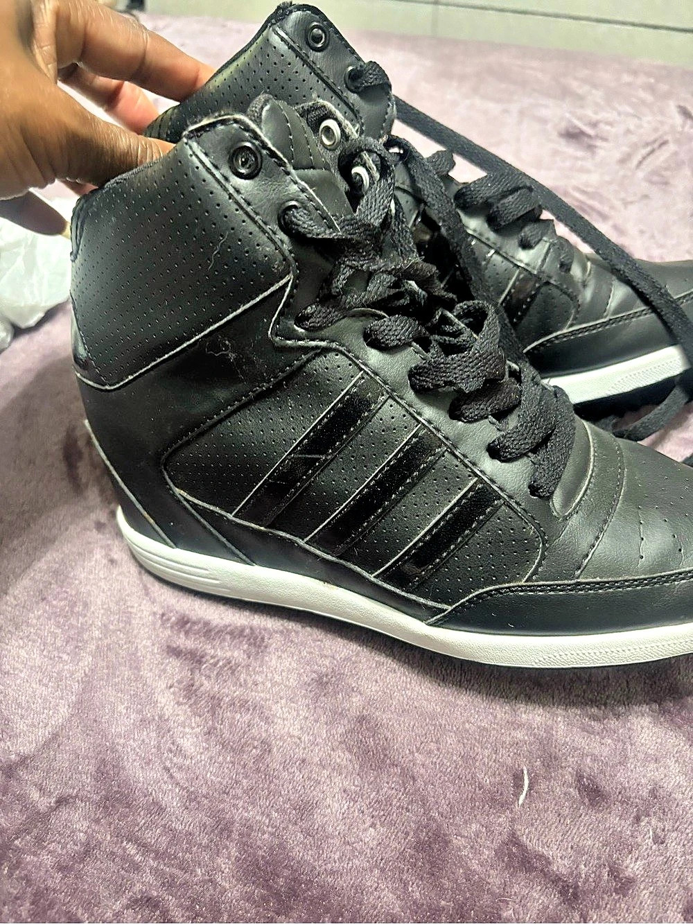 adidas Neo Super Wedge High Top Sneakers Black & White US 8.5